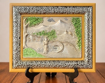 Hand-Painted Painting, Made in Italy - Bas-Relief Landscapes by AB Preziosi