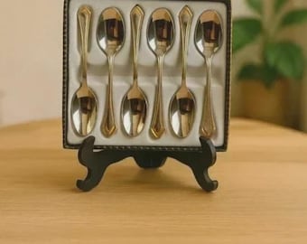 Juego de cucharas VEV bañadas en plata y oro - Estilo vintage de los años 80