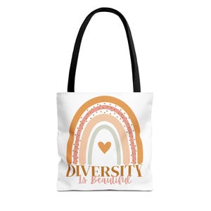 Diversity Is Beautiful Tote Bag, Eco-Friendly Shopping Bag, Gift for Allies, Pride Month Accessory, Inspirational Tote, Rainbow Design