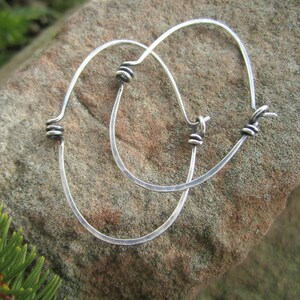 Industrial looking Spiral Hoop Earrings in Sterling Silver 'StonePeace Hoops' image 1