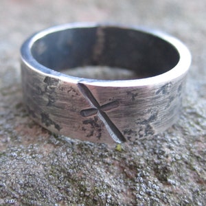 Sterling Silver Distressed Cross Ring -Unisex