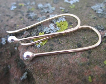 Dew Drops - Minimalist Mixed Metal Recycled Earrings - 14K Gold And Recycled Silver