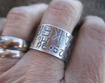 Custom Hand Stamped Wide Sterling Silver Band Ring -Endless Possibilities!