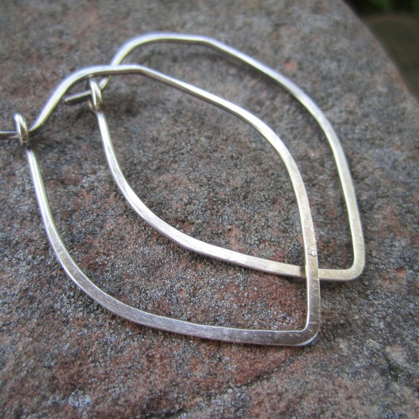 Casual Brushed Sterling Silver Lotus Petal Hoop Earrings