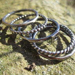 Personalized Sterling Silver Initial Stack Ring Set of 5 image 4