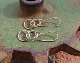 Simple Mixed Metal Circle Earrings - Sterling and Gold Dangles