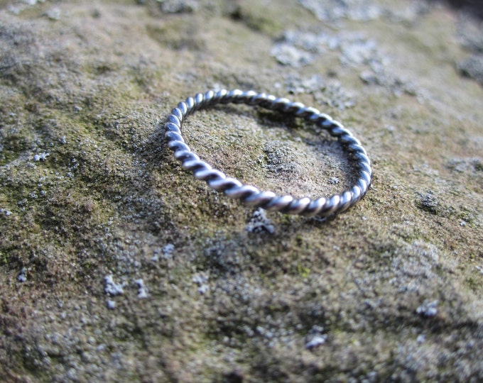 Single Twisted Rope Stackable Sterling Silver Stack Ring - Etsy