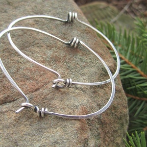 Industrial looking Spiral Hoop Earrings in Sterling Silver 'StonePeace Hoops' image 2