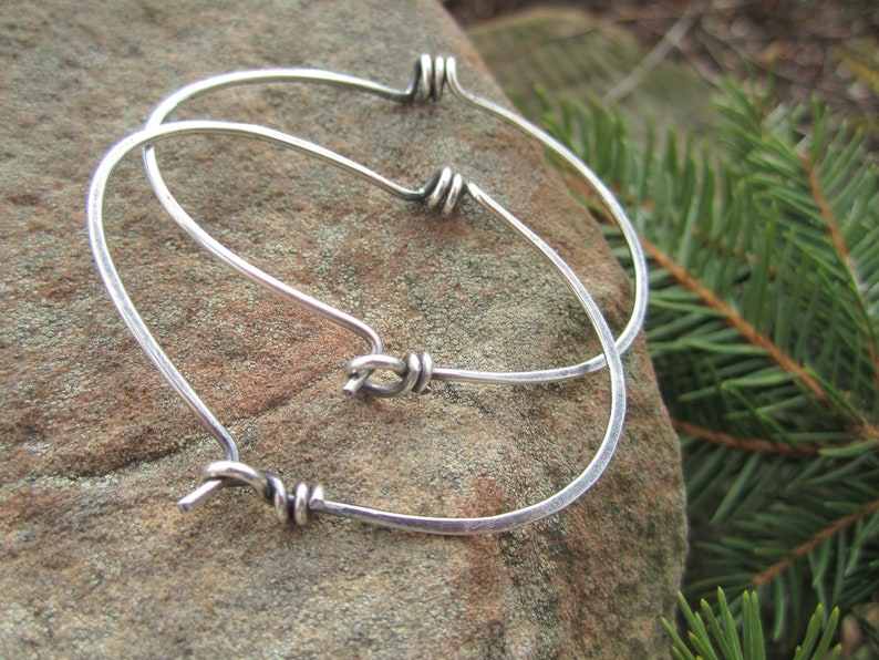 Industrial looking Spiral Hoop Earrings in Sterling Silver 'StonePeace Hoops' image 2