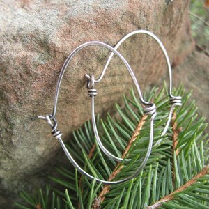 Industrial looking Spiral Hoop Earrings in Sterling Silver 'StonePeace Hoops' image 3