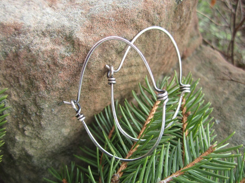 Industrial looking Spiral Hoop Earrings in Sterling Silver 'StonePeace Hoops' image 3