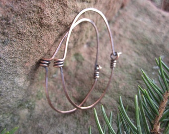 Industrial looking Spiral Hoop Earrings in Copper