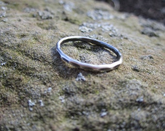 Single Hammered Stackable Sterling Silver Stack Ring