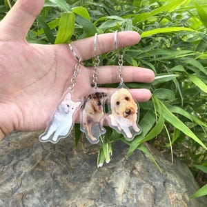 Custom Pet Photo Keychain - Personalized Pet Picture Keyring, Custom Pet Portrait Keychain Gift for Pet Lovers