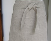 Half Apron Woman European Linen Natural Color Rustic Look Work Catering