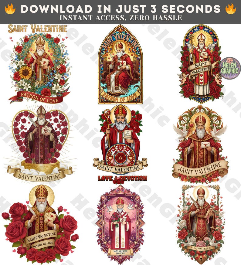 Saint Valentine Png Bundle, 20 PNG Christian Region, Patron of Love Png ...