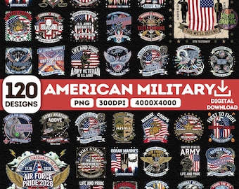 American Military Png Bundle, 120 PNG Land Of Free, America Army Emblem Png Bundle, 250th Anniversary Png, Freedom Png, Patriotic Png