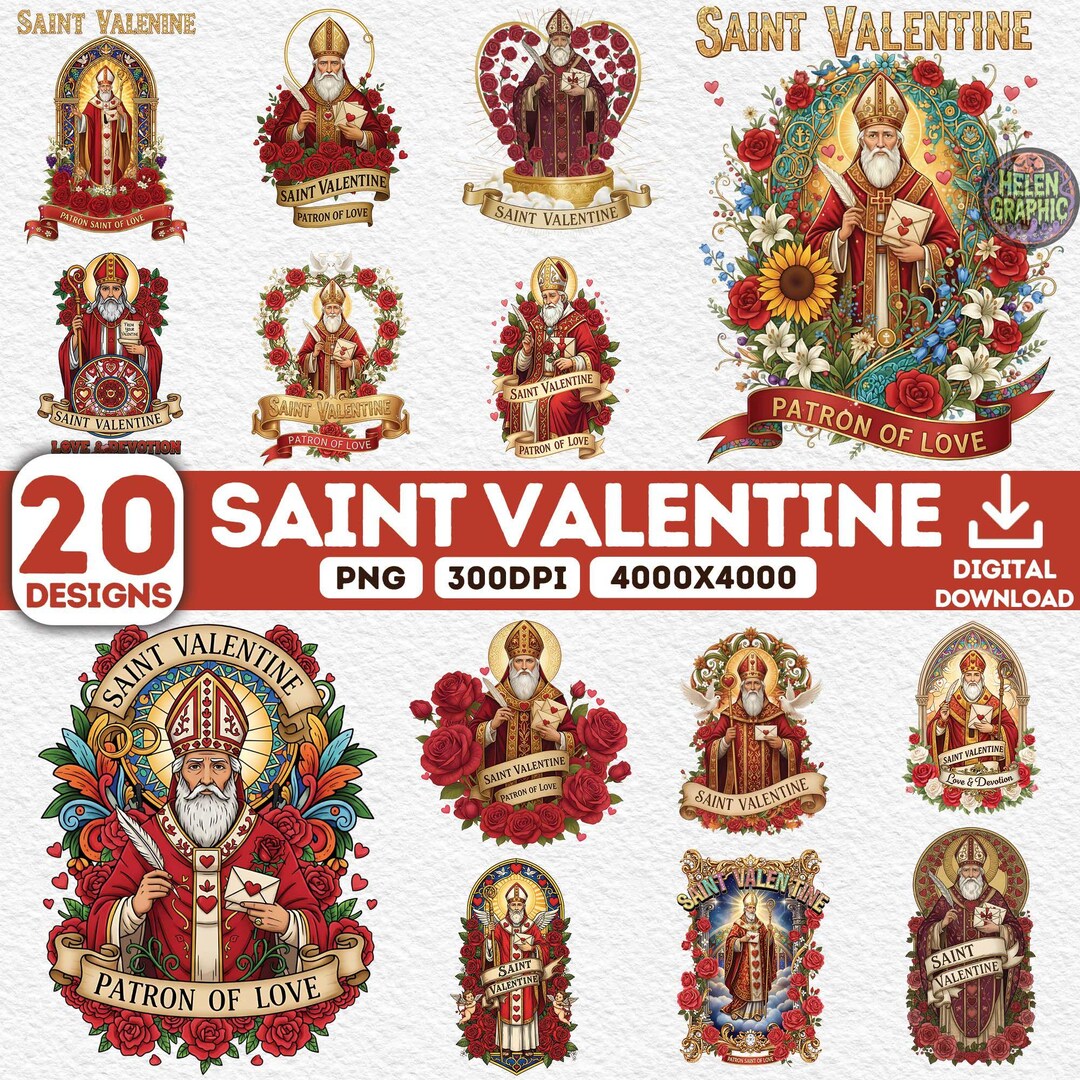 Saint Valentine Png Bundle, 20 PNG Christian Region, Patron of Love Png ...