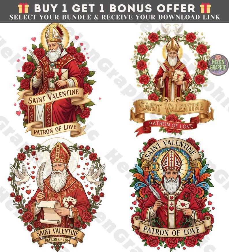 Saint Valentine Png Bundle, 20 PNG Christian Region, Patron of Love Png ...