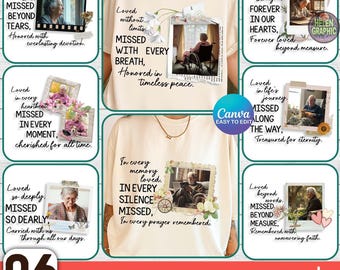 Custom Memorial Canva Template, 6 PNG Missed Beyond Measure, Loved Beyond Words Template, Grandma Png, Faith Editable, Remembered Png