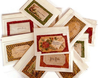 Package of 11 Victorian Original Calling Cards, with Embellishments