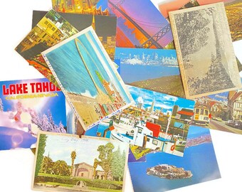 18 Vintage California Area Postcards some handwritten on the back, from 1936 to 1957, Stamps for junk journals, and more