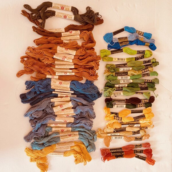 Huge Lot Over 70 Skeins of Vintage Embroidery Floss Mixed Lot Colors