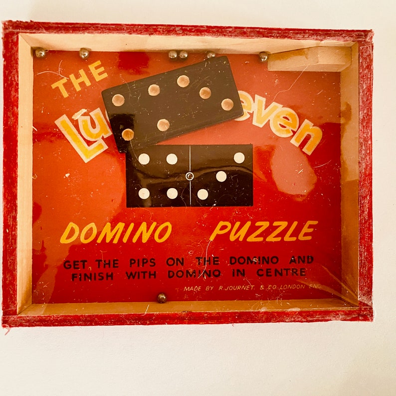 Vintage Dexterity Puzzles made in England, 1930s era, Price is for ONE Lucky Seven Domino