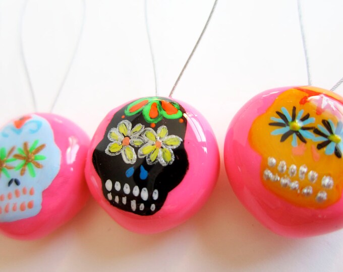 Snag Free Stitch Markers Set of 4 Handpainted Sugar Skulls Etsy