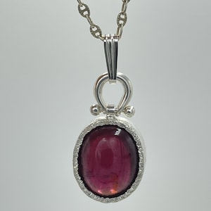 159 Rhodolite Garnet Necklace Handmade Silver Gemstone Boho Jewelry Birthstone Gift for Her Artisan Jewelry Dainty Pendant