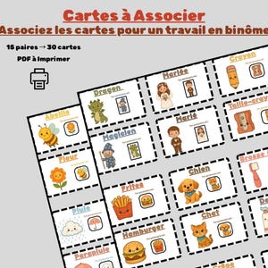 Französisch: Cartes pour ehemals des Paaren pour Élèves (Paires célèbres)| 15 Paar | PDF in Imprimer | Perle Numérique | Polyglot&Pi