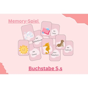 Jogo de memória ABC alemão | Buchstabe S | Lernspiel para crianças | ABC Karten zum Ausdrucken | Vorschule e Grundschule | Inglês Lernen PDF