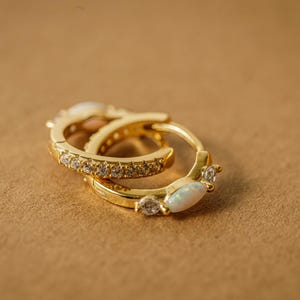 925 Sterling Silver Oval CZ Hoop • Minimalist 18k Gold Vermeil Huggie Earrings • Dainty Tiny Gold Hoops • Gift for Her • Delicate Earrings