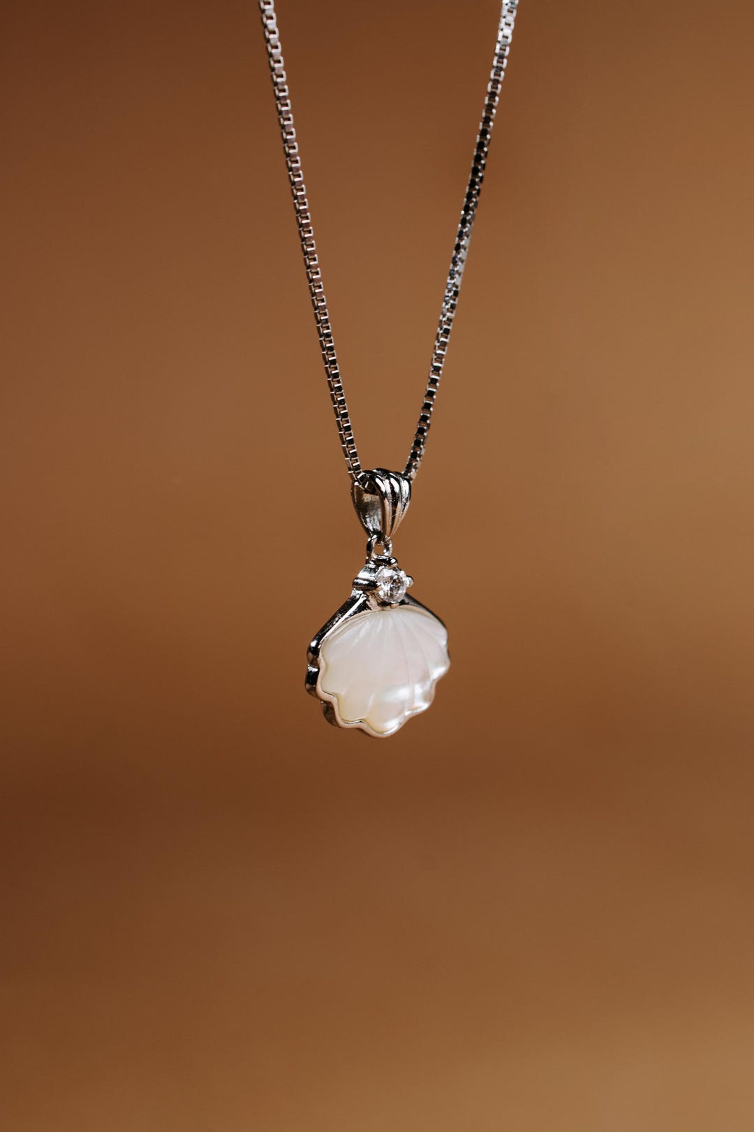 Sterling Silver Seashell Necklace: Mother of Pearl Pendant, Coastal ...