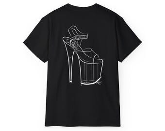 Cotton T Shirt 'Fuck You Pay Me' Pole Dance Heels Art - Pole Dancer Gift, Pole Dance Stiletto, Pleasers, Foot Fetish