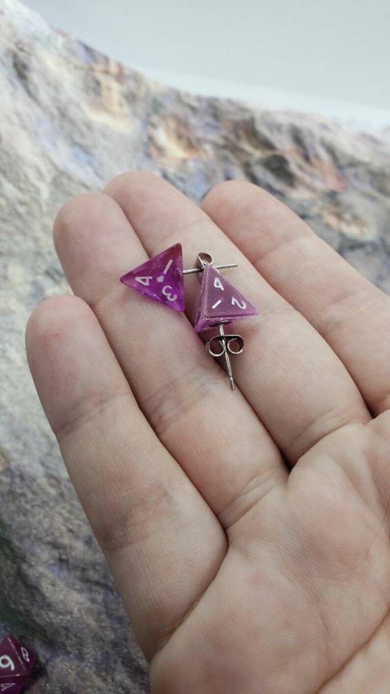 D4 D6 D8 D12 Dice Stud Earrings DnD jewelry Polyhedral Etsy
