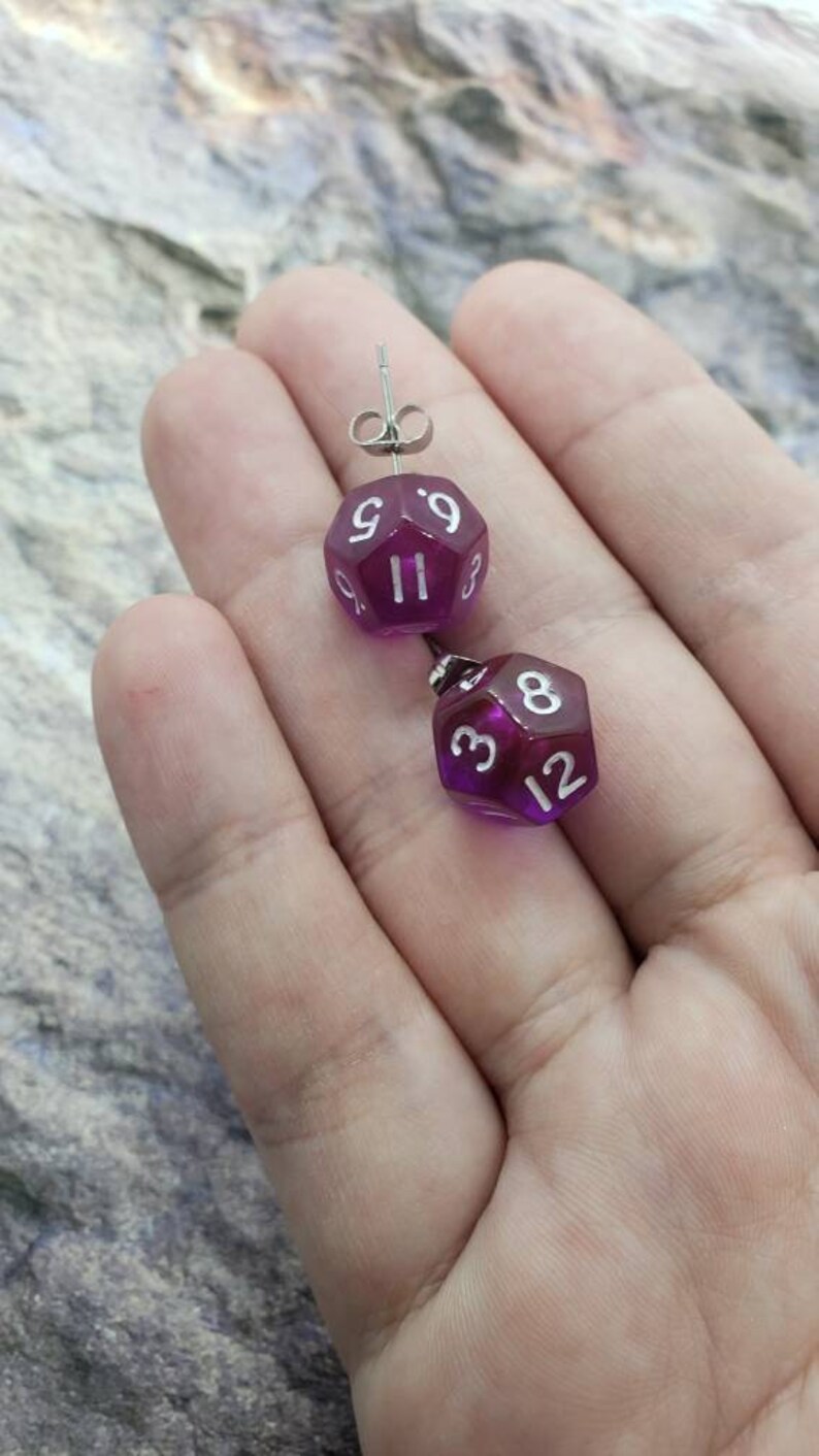 D4 D6 D8 D12 Dice Stud Earrings DnD jewelry Polyhedral Etsy