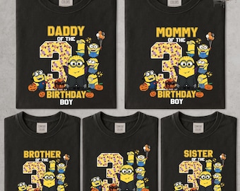 Custom Family Shirt, Minion Birthday Shirt, Birthday Halloween Shirt, Family Matching Shirt, Minion Party Shirt, Personalised Shirt