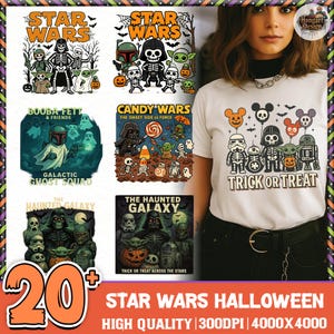 Funny Star Wars Png Bundle, 20 PNG Star Wars Halloween, Star Wars Family Png Bundle, Trick Or Treat Png, Halloween Png, Scary Movie Png