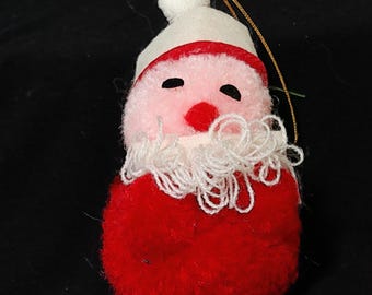 Vintage 1970s Santa Pom Pom Christmas Ornament