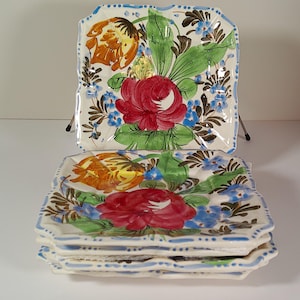 Vintage Made in Italy Dessert Plate  Nove Rose Floral Pattern Set of 5