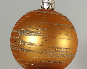 Pier 1 Slovakia Czech Glass Gold  and Glitter 2.5" ball ornament