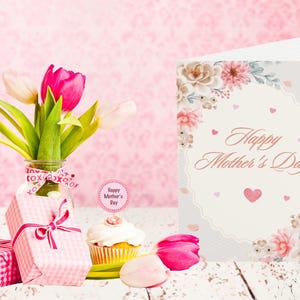 Tarjetas del Día de la Madre, elegante diseño floral pastel, delicada tarjeta de felicitación con escritura para celebrar a mamá, regalo perfecto para el Día de la Madre, regalo para ella