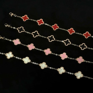 クローバーブレスレット　カルセドニー Van Cleef & Arpels] ヴァンクリーフ＆アーペル 四つ葉のクローバー