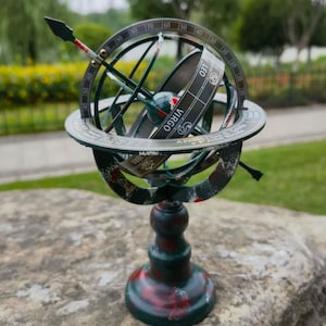 Astrolabio retro, globo náutico de mesa de 5 x 8,6 pulgadas, decoración de oficina, regalo de aniversario, decoración del hogar, decoración náutica del viejo mundo