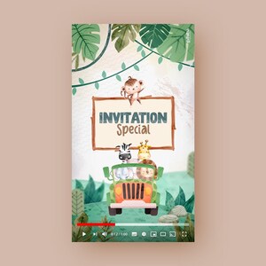 Safari Birthday Invitation, Wild One Birthday Boy Invite, Jungle Safari Party Video Invitation, Jungle Birthday Invite, Animals Party Invite
