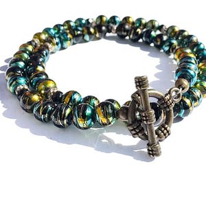 Green Marble Wrap Bracelet | Green Marble Bracelet | Green Bracelet | Green Gold Bracelet | Green Black Bracelet | Green Gold Beaded