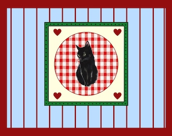 Customizable Black Cat Notecard Set – Personalized Stationery, Set of 10 with Matching A2 Envelopes