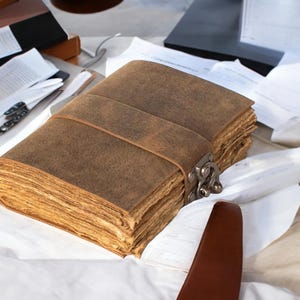 Vintage Leather Journal: Blank Book of Shadows, Antique Deckle Edge Paper