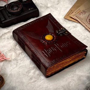 Handmade Leather Journal: Embossed Spell Book, Vintage Deckle Edge Paper